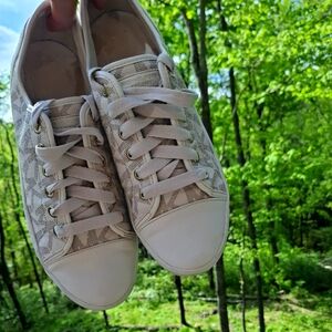 Michael Kors MK Logo City Sneaker Shoes Natural Size 9.5